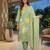 Green printed cotton blend stitched floral  print salwar kurta dupatta for women