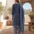 Blue printed cotton blend stitched geometric  print salwar kurta dupatta for women