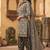 Grey printed cotton blend stitched geometric  print salwar kurta dupatta for women