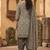 Grey printed cotton blend stitched geometric  print salwar kurta dupatta for women
