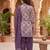 Purple printed cotton blend stitched geometric  print salwar kurta dupatta for women