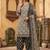 Grey printed cotton blend stitched geometric  print salwar kurta dupatta for women