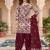 Red printed cotton blend stitched geometric  print salwar kurta dupatta for women