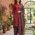 Red printed cotton blend stitched geometric  print salwar kurta dupatta for women