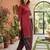 Red printed cotton blend stitched geometric  print salwar kurta dupatta for women