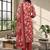 Red printed cotton blend stitched floral  print salwar kurta dupatta for women