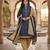 Blue printed cotton blend stitched geometric  print salwar kurta dupatta for women