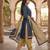 Blue printed cotton blend stitched geometric  print salwar kurta dupatta for women