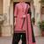 Pink printed cotton blend stitched geometric  print salwar kurta dupatta for women