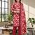 Red printed cotton blend stitched floral  print salwar kurta dupatta for women