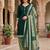 Green printed cotton blend stitched floral  print salwar kurta dupatta for women