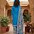 Teal printed cotton blend stitched floral  print salwar kurta dupatta for women