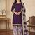 Purple printed cotton blend stitched geometric  print salwar kurta dupatta for women