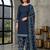 Blue printed cotton blend stitched floral  print salwar kurta dupatta for women