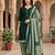 Green printed cotton blend stitched floral  print salwar kurta dupatta for women