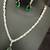 Emerald green white cz stones silver plated jewellery set