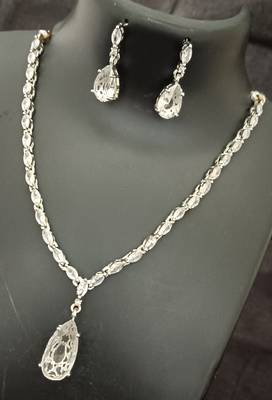 White cz stones silver plated jewellery set 1