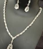 White cz stones silver plated jewellery set
