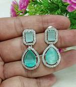 Mint green cz stones beautiful silver plated earrings set