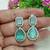 Mint green cz stones beautiful silver plated earrings set