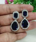 Blue cz stones beautiful silver plated earrings set