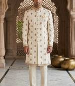 Cream butta embroidery indowestern for men | premium indowestern men's ethnic wear