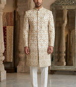 Off white daman embroidery indowestern for men | premium indowestern men's ethnic wear