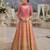 Peach georgette readymade anarkali suit with embroidery zarkan work (free size)