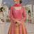 Peach georgette readymade anarkali suit with embroidery zarkan work (free size)
