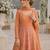 Orange georgette readymade anarkali suit with embroidery zarkan work (free size)