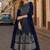 Navy faux georgette free size stitched plazzo suit with sequence work
