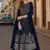 Navy faux georgette free size stitched plazzo suit with sequence work