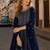 Navy faux georgette free size stitched plazzo suit with sequence work
