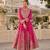 Pink chinon free size stitched anarkali suit with codding dori & sequence work