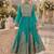 Turquoise chinon free size stitched anarkali suit with codding dori & sequence work