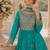 Turquoise chinon free size stitched anarkali suit with codding dori & sequence work