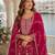 Pink viscos free size stitched jacquard anarkali suit with codding dori & sequence work
