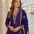 Purple viscos free size stitched jacquard anarkali suit with codding dori & sequence work