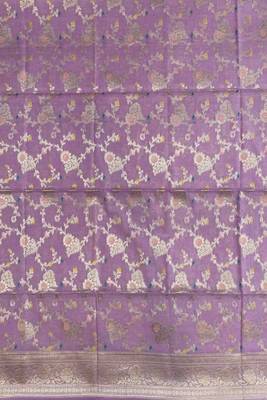 Banarasi semi silk 3pcs unstiched dress material in purple colour with  zari booti work 4