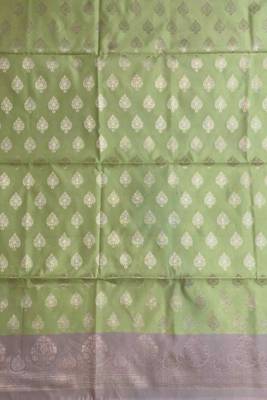 Banarasi semi silk 3pcs unstiched dress material in pista green colour with zari booti work 3