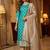 Banarasi semi silk 3pcs unstiched dress material in turquoise colour with zari booti work