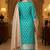 Banarasi semi silk 3pcs unstiched dress material in turquoise colour with zari booti work