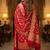 Banarasi semi silk 3pcs unstiched dress material in red colour with zari booti work