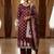 Banarasi mashru silk 3pcs unstiched dress material in red wine colour with floral zari work