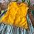 Girls yellow embroidered peplum top with position printed lehengha set