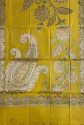 Banarasi cotton semi silk 3pcs unstiched dress material in yellow colour with boota zari work 4
