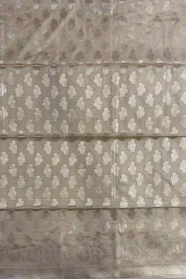 Banarasi cotton semi silk 3pcs unstiched dress material in off white colour with boota zari work 3