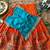 Girls firozi embroidered peplum top with position printed lehengha set