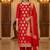 Banarasi cotton semi silk 3pcs unstiched dress material in red colour with boota zari work