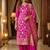 Banarasi cotton semi silk 3pcs unstiched dress material in rani pink colour with floral zari  work